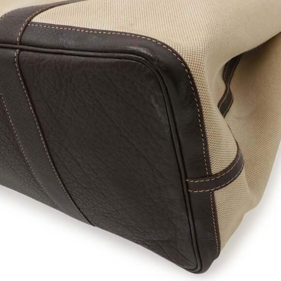 HERMES Garden MM Tote Bag, Handbag, Shoulder Tote, Toile H Leather, Beige, Da... - Picture 4 of 9